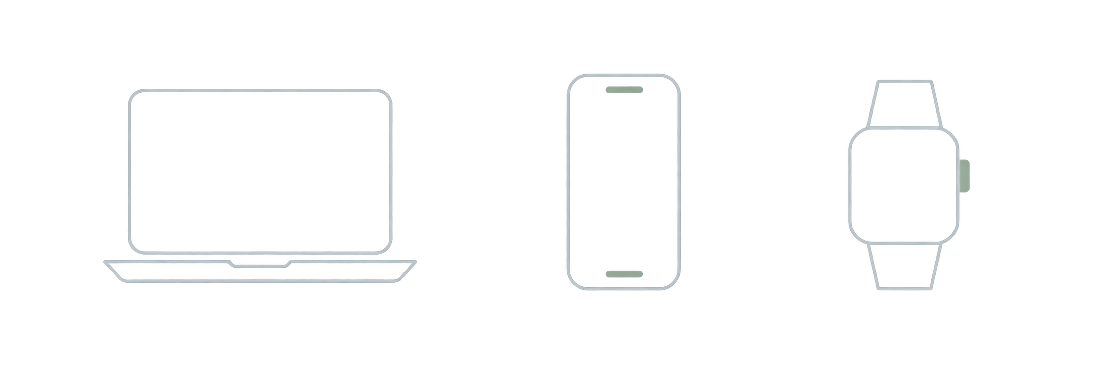 Mac、iPhone、Apple Watchを表す3端末のマーク